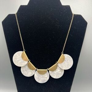 Banana Republic White Marble Lucite Gold-Tone Circle Necklace